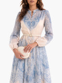 Exquisite Paisley Print Shirt A-Line Maxi Dress