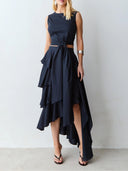 Elegant Crop Top & Tiered Asymmetrical Skirt Two-Piece Set