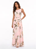 Fresh Sleeveless Boat Neck Printed Party Maxi Dress