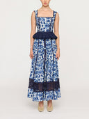 Floral Print Square Neck Peplum Lace Trim Two-Piece Set