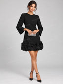 Elegant Bell Sleeve Prom Mini Dress