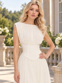 Elegant Sleeveless Ruched Chiffon Maxi Dress