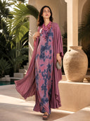 Retro Tie Dye Satin Sleeveless Maxi Dress Two Piece Set