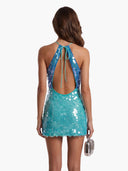 Elegant Sequin Backless Cut-Out Mini Dress