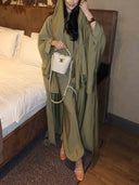 Elegant Satin Batwing Sleeve Top Two-Piece Set