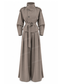 Minimalist Cropped Double-Breasted Tie-Waist Trench Coat Set