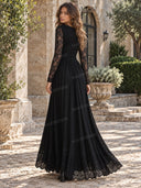 Sexy Lace Panel High Slit Maxi Dress