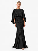 Boat Neck Backless Pleated Maxi Dress
