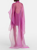 Elegant Sheer Organza Cape Mini Dress