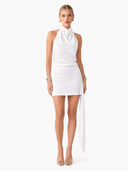 Elegant Satin Tie-Detail Mini Dress