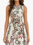Bohemian Style Paisley Print Sleeveless Maxi Dress