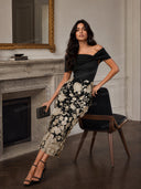 Elegant Floral Embroidered Off-Shoulder Maxi Dress