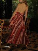 Elegant Striped Top & Wrap High-Waist Skirt Suit