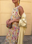 Retro Tile Print Sleeveless Maxi Dress Two Piece Set