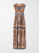 Retro Paisley Print Side Slit Maxi Dress