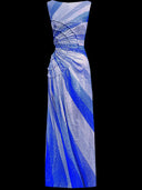 Sequin Diagonal Stripe Cut-Out Waist Maxi Dress