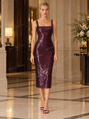 Shiny Sling Midi Dress