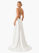 Elegant Satin Scarf Maxi Dress