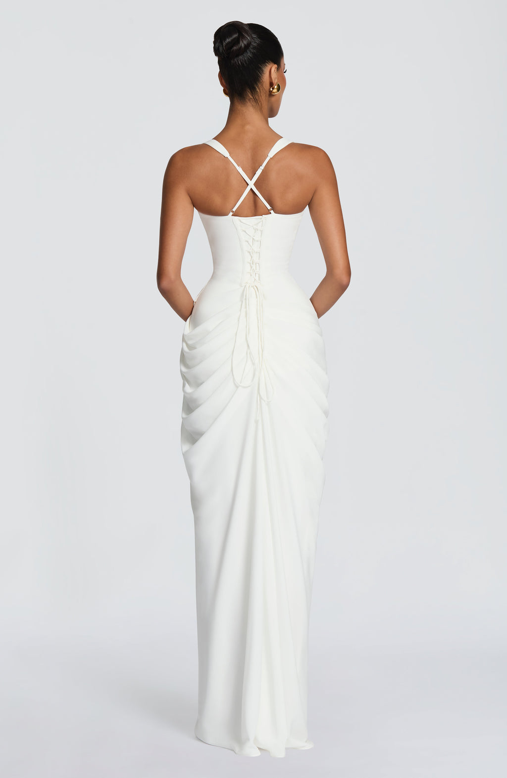 Ruched Spaghetti Strap Slit Maxi Dress