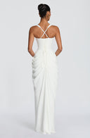 Ruched Spaghetti Strap Slit Maxi Dress