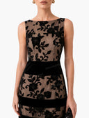 Elegant Flocked Floral Sheer Midi Dress