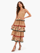 Pleated Deign Printed Maxi Dress
