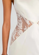 Elegant Satin Mermaid Lace Panel Evening Gown