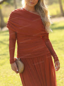 Elegant Off Shoulder Ruched Maxi Dress