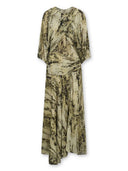 Exquisite Animal Print Draped Asymmetric Midi Dress