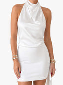 Elegant Satin Tie-Detail Mini Dress