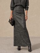Elegant Glitter Knit Sweater & Sequin Maxi Skirt Two Piece Set