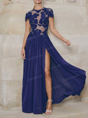 Sexy Lace Bodice High Slit Maxi Dress