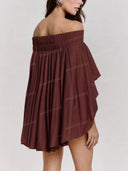 Casual Off Shoulder Cape Top & Bubble Shorts Two Piece Set