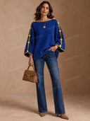 Contrast Stitch Button Detail Oversized Knit Sweater