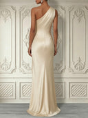 Elegant Satin One-Shoulder Mermaid Evening Maxi Dress