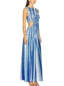 Sequin Diagonal Stripe Cut-Out Waist Maxi Dress