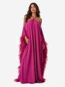 Elegant Halter Cold Shoulder Feather Sleeve Kaftan Maxi Gown