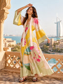 Exquisite Satin Floral Print Loose-fitting Maxi Dress