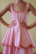 Elegant Color Trim Tiered Ruffle Sleeveless Maxi Dress