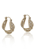 Crystal Filigree Twist Hoop Earrings