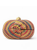 Rainbow Multicolor Braided Oval Hard-Shell Evening Handbag