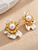 Pearl Floral Sculptural Stud Earrings