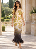 Feather Hem Midi Dress
