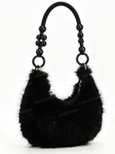 Stylish Beaded Plush Handbag