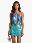 Elegant Sequin Backless Cut-Out Mini Dress