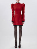 Elegant Puff Sleeve Lace Trim Prom Mini Dress