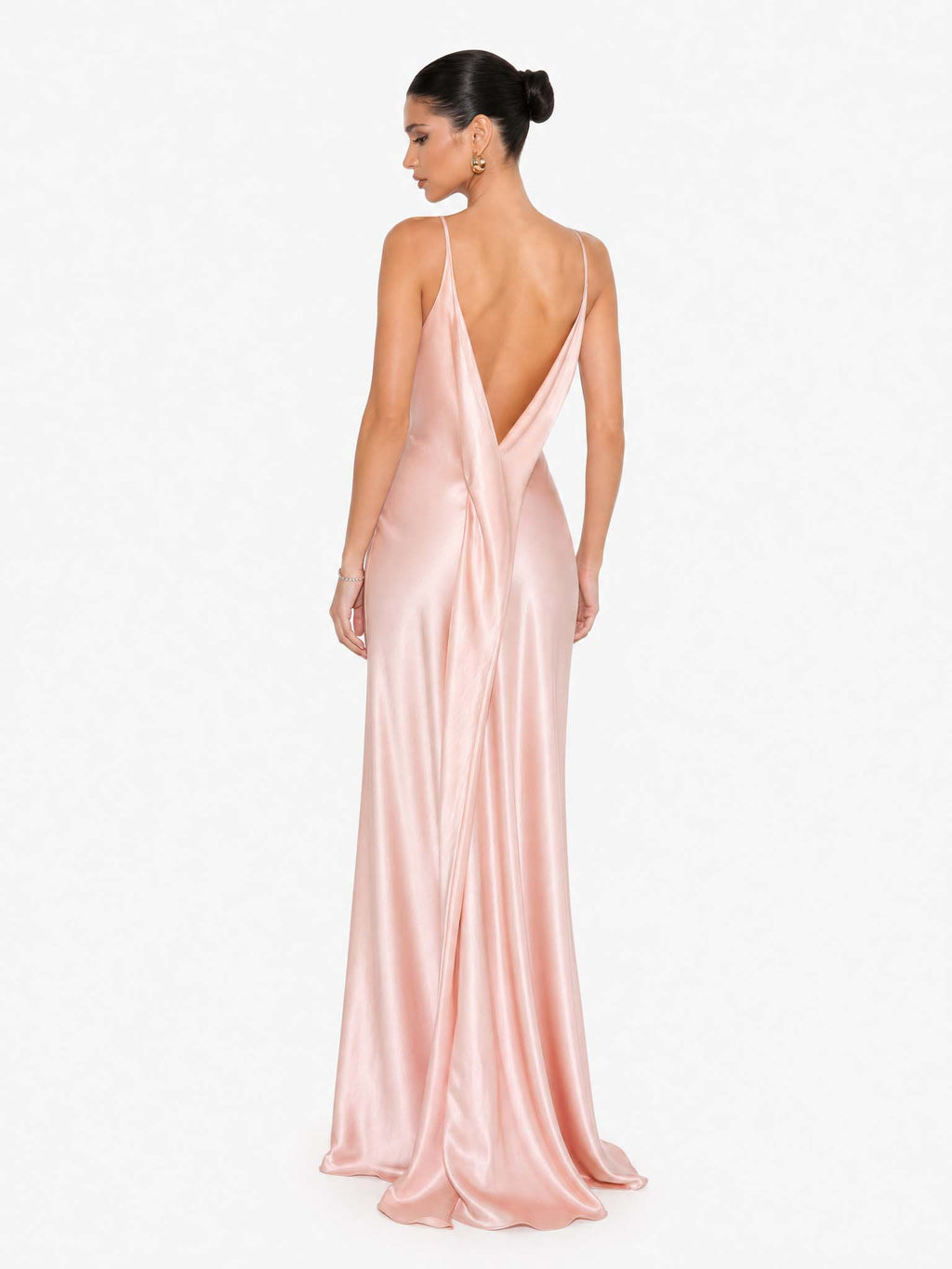 Elegant Satin Backless Cowl Back Maxi Dress