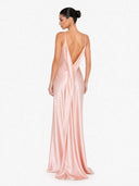 Elegant Satin Backless Cowl Back Maxi Dress