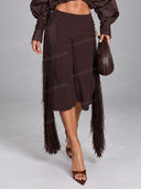 Elegant Cropped Top & Fringe Capri Pants Two-Piece Set