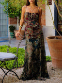 Retro Paisley Ruched Cami Maxi Dress